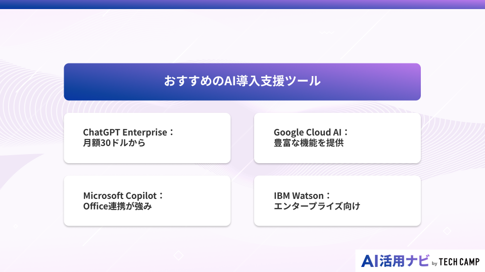 おすすめのAI導入支援ツール