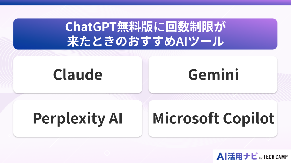 チャットGPT無料版が回数制限来たときのおすすめAIツール