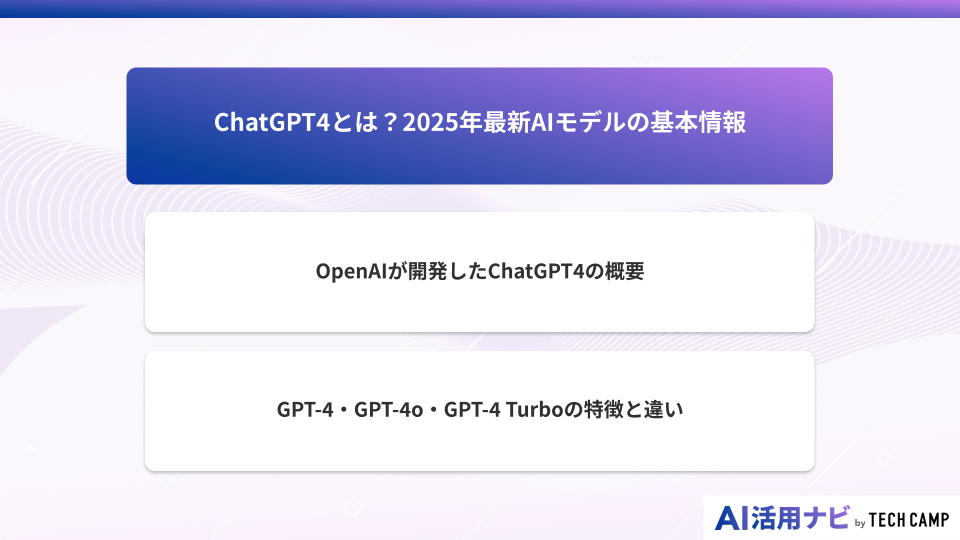 ChatGPT4とは？2025年最新AIモデルの基本情報