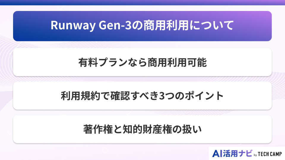 Runway Gen-3の商用利用について