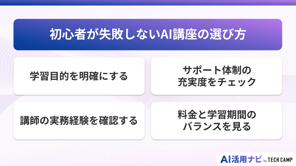 初心者が失敗しないAI講座の選び方