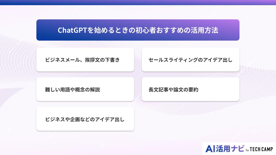 ChatGPTを始めるときの初心者おすすめの活用方法