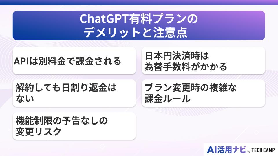 ChatGPT有料プランのデメリットと注意点