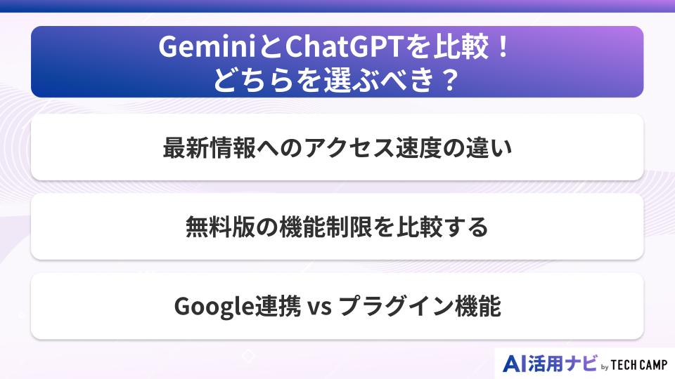 GeminiとChatGPTを比較!どちらを選ぶべき?