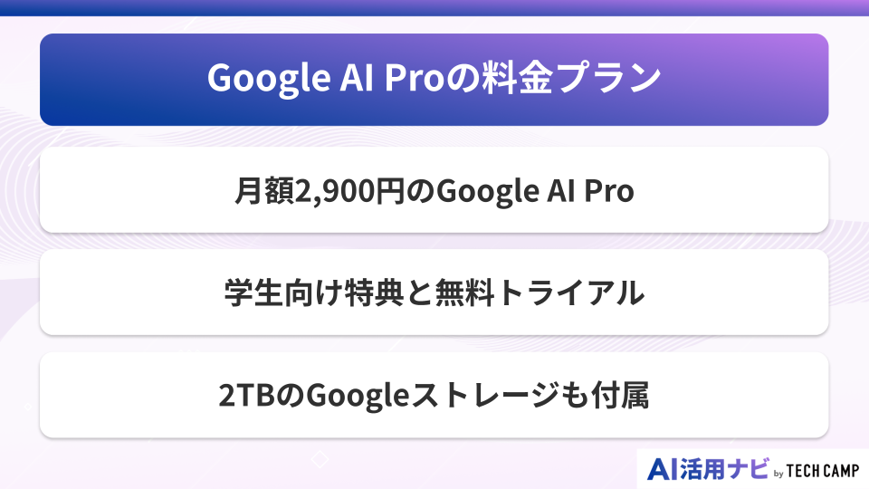 Google AI Proの料金プラン