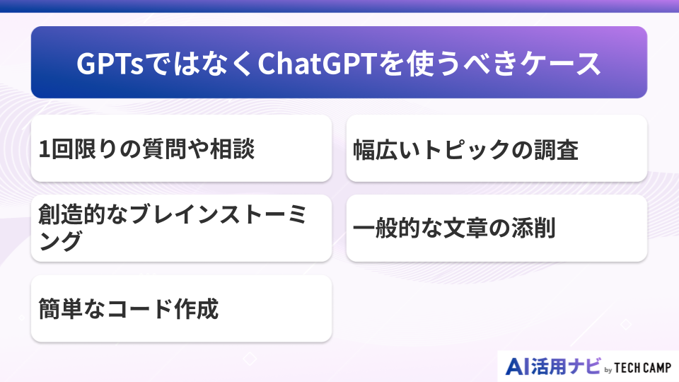 GPTsではなくChatGPTを使うべきケース
