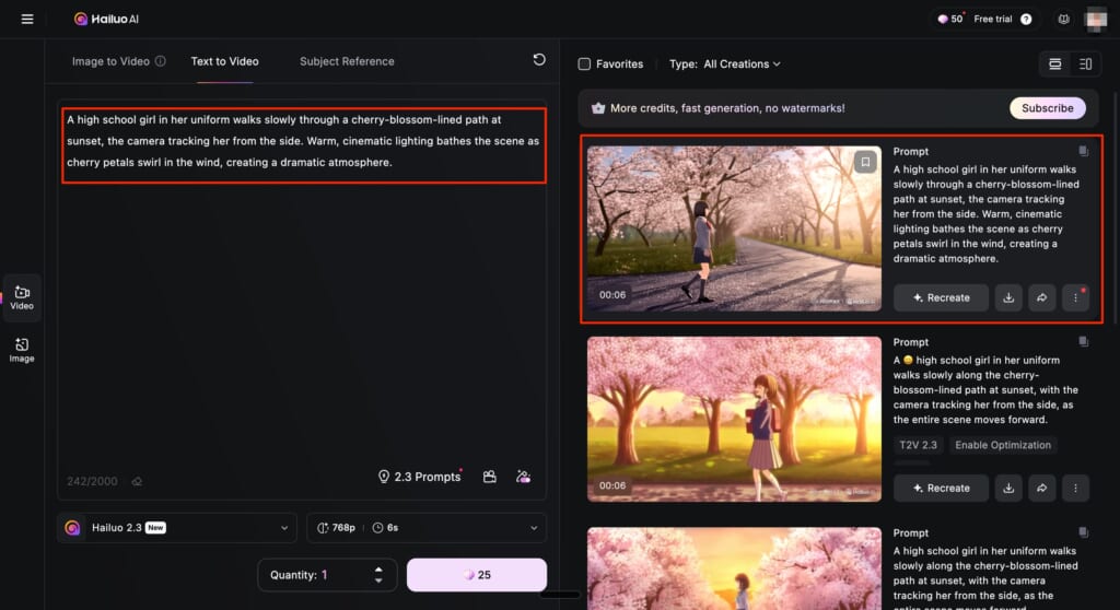 Hailuo AI-prompt-with-2to3-sentencess