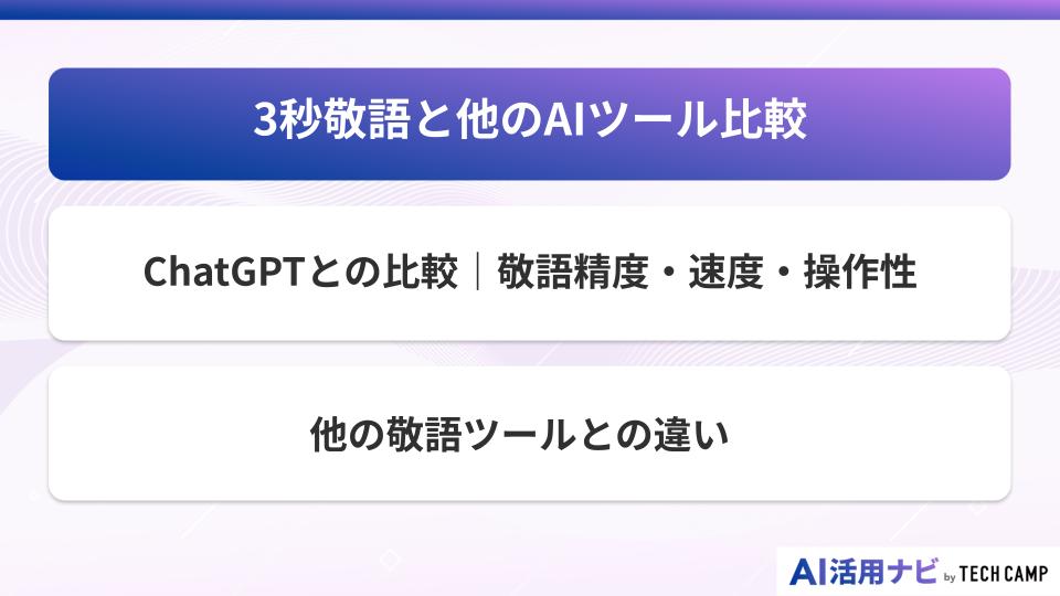 3秒敬語と他のAIツール比較
