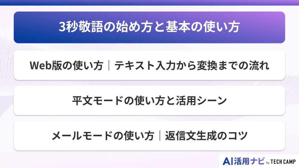 3秒敬語の始め方と基本の使い方