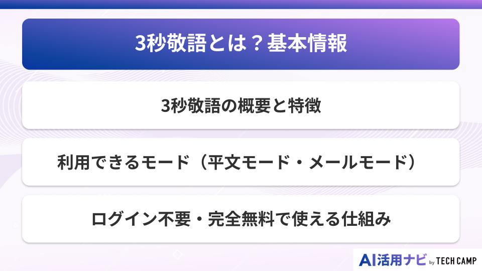 3秒敬語とは？基本情報