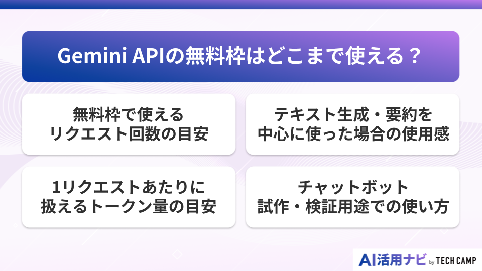 Gemini APIの無料枠はどこまで使える？
