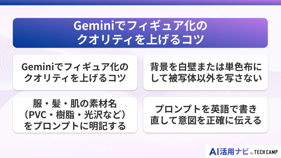 Geminiでフィギュア化の
クオリティを上げるコツ