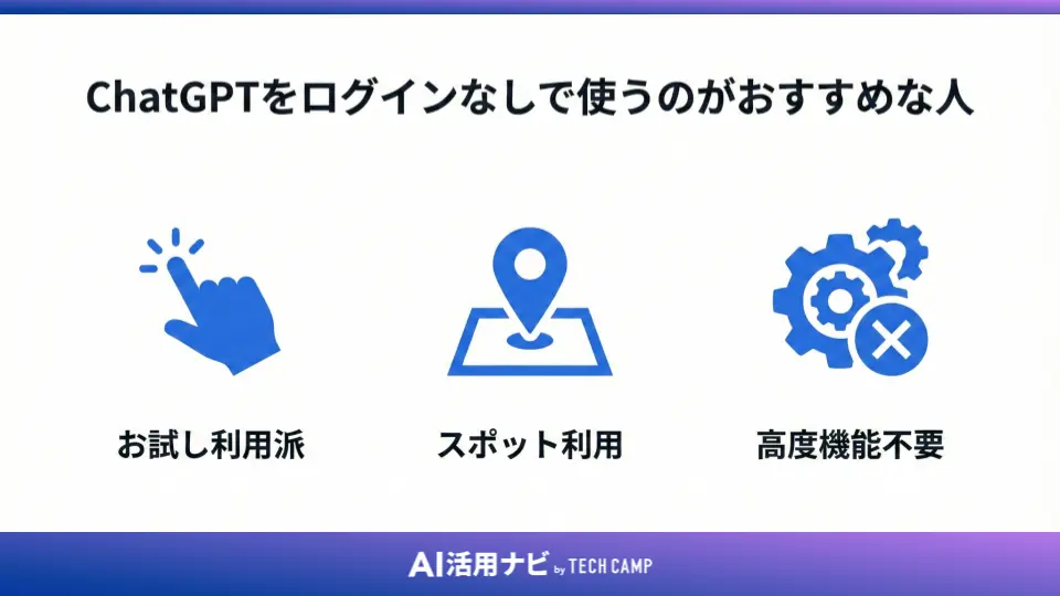 ChatGPTをログインなしで使うのがおすすめな人