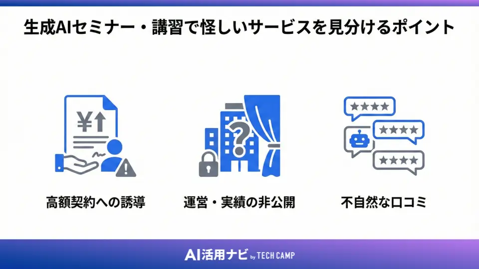生成AIセミナー・講習で怪しいサービスを見分けるポイント