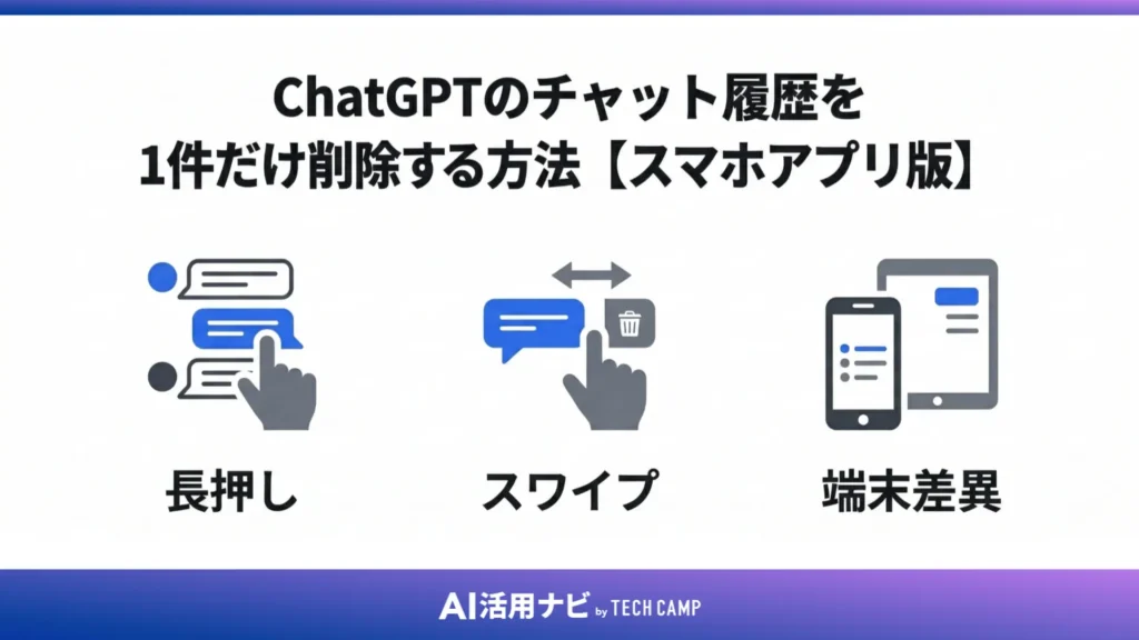 ChatGPTのチャット履歴を1件だけ削除する方法【スマホアプリ版】