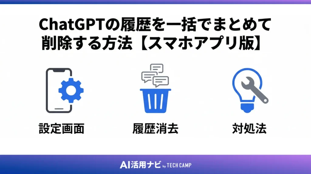 ChatGPTの履歴を一括でまとめて削除する方法【スマホアプリ版】