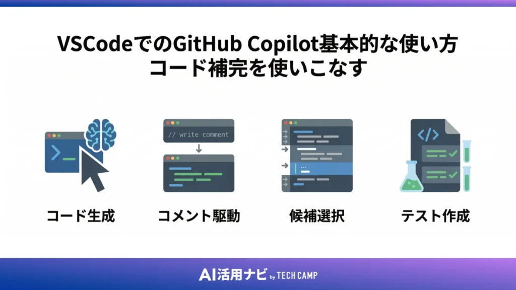 VSCodeでのGitHub Copilot基本的な使い方｜コード補完を使いこなす