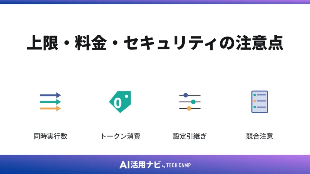 上限・料金・セキュリティの注意点