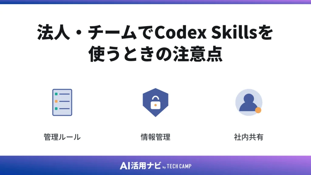 法人・チームでCodex Skillsを使うときの注意点