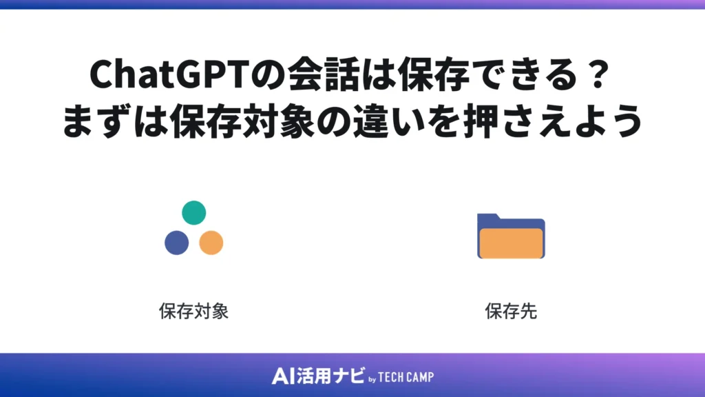 ChatGPTの会話は保存できる?まずは保存対象の違いを押さえよう