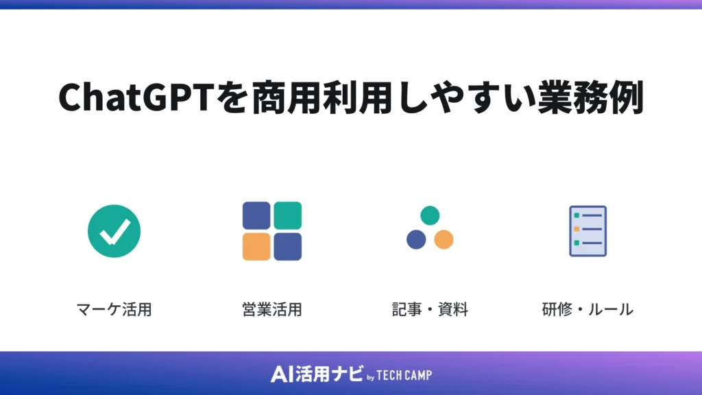 ChatGPTを商用利用しやすい業務例