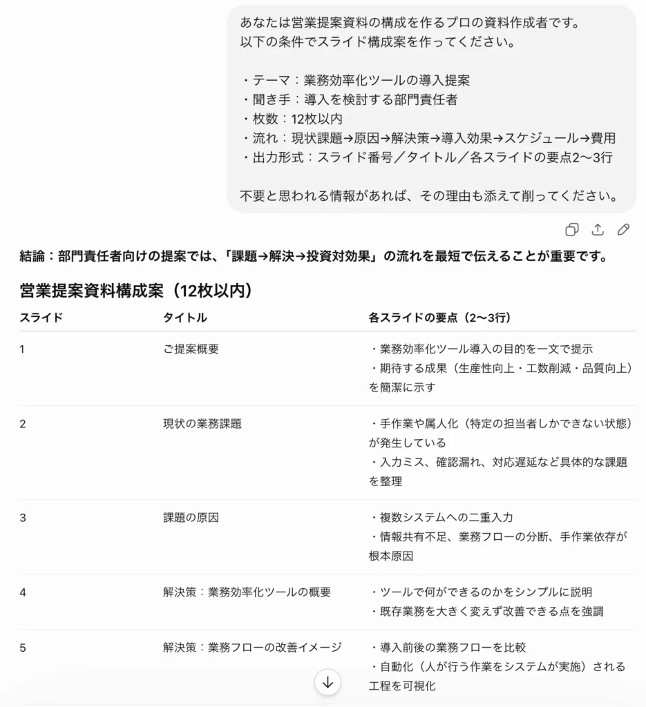 Step2. まずはスライド構成案を作る