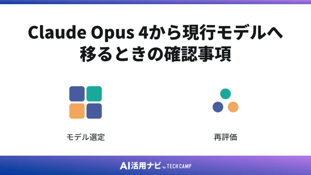 Claude Opus 4から現行モデルへ移るときの確認事項