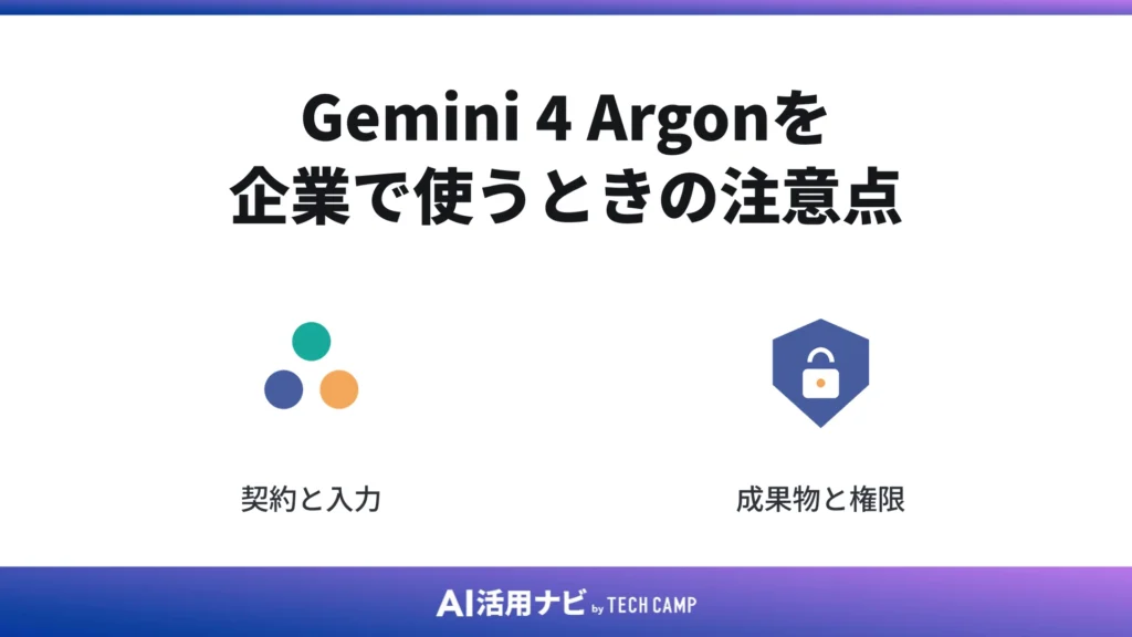 Gemini 4 Argonを企業で使うときの注意点