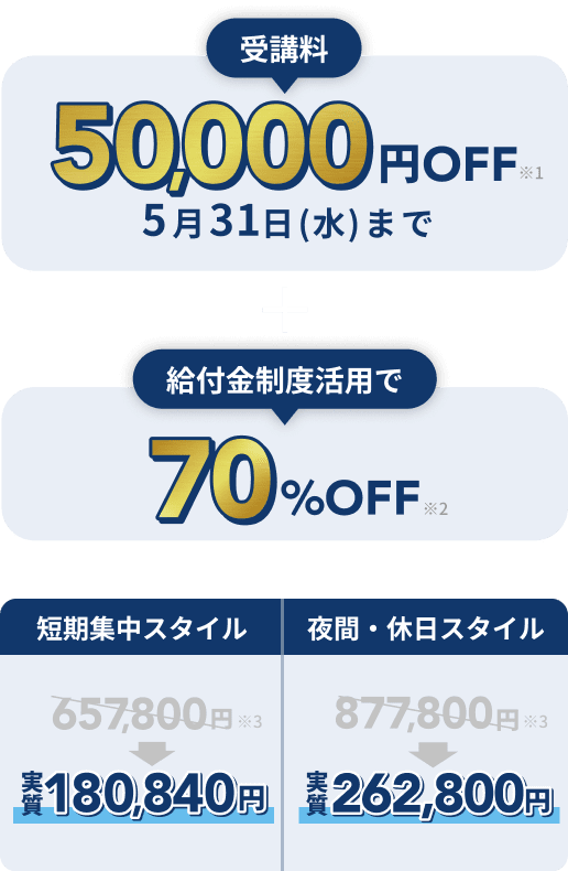 今なら受講料5万円OFF