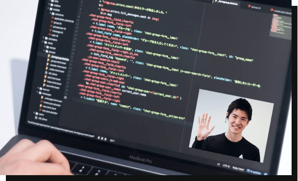 プログラミングのコードとメンターの画像