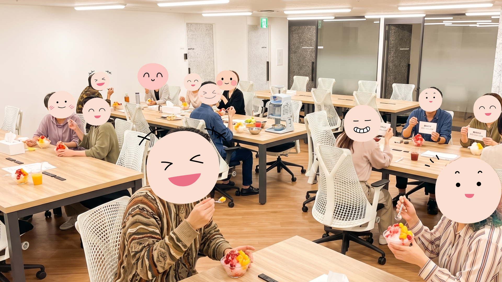 かき氷を楽しむ利用者の皆さんの写真