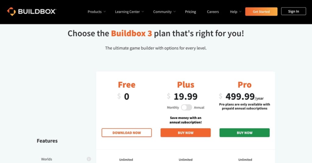Buildbox_料金