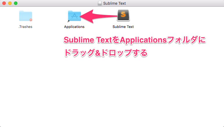 Sublime TextをApplicationsフォルダに移動する